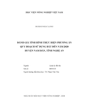 Luận văn thạc sĩ vnua đánh giá tình hình thực hiện phương án quy hoạch sử dụng đất đến năm 2020 huyện nam đàn tỉnh nghệ an