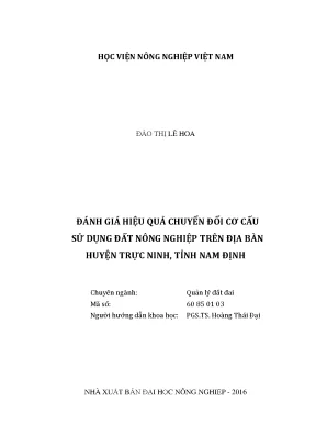 Luận văn thạc sĩ vnua đánh giá hiệu quả chuyển đổi cơ cấu sử dụng đất nông nghiệp trên địa bàn huyện trực ninh tỉnh nam định