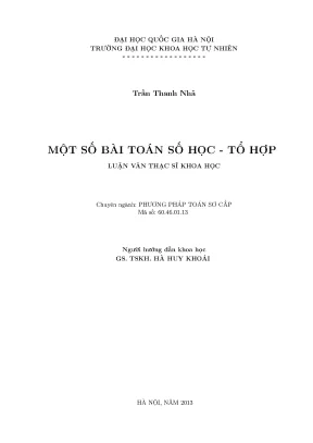 Luận văn thạc sĩ hus một số bài toán số học tổ hợp