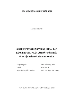 Luận văn thạc sĩ vnua giải pháp ứng dụng trồng khoai tây bằng phương pháp làm đất tối thiểu ở huyện tiên lữ tỉnh hưng yên