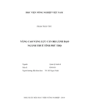Luận văn thạc sĩ vnua nâng cao năng lực cán bộ lãnh đạo ngành thuế tỉnh phú thọ