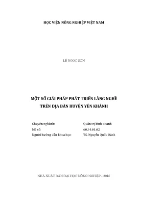 Luận văn thạc sĩ vnua một số giải pháp phát triển làng nghề trên địa bàn huyện yên khánh