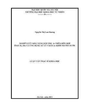 Luận văn thạc sĩ hus nghiên cứu khả năng hấp phụ as trên hỗn hợp ôxit fe mn và ứng dụng xử lý tách as khối nguồn nước