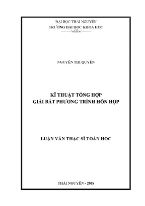 Luận văn thạc sĩ hay kĩ thuật tổng hợp giải bất phương trình hỗn hợp