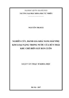 Luận văn thạc sĩ hus nghiên cứu đánh giá khả năng hấp phụ kim loại nặng trong nước của bùn thải khu chế biến sắt bản cuôn