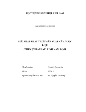 Luận văn thạc sĩ vnua giải pháp phát triển sản xuất cây dược liệu ở huyện hải hậu tỉnh nam định