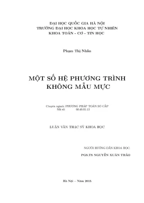 Luận văn thạc sĩ hus một số hệ phương trình không mẫu mực