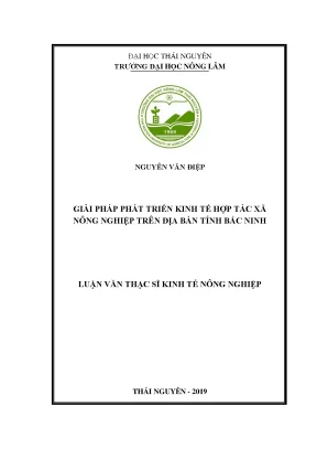 Luận văn thạc sĩ hay giải pháp phát triển kinh tế hợp tác xã nông nghiệp trên địa bàn tỉnh bắc ninh