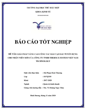 Khóa luận tốt nghiệp giải pháp nâng cao công tác đào tạo sau tuyển dụng cho nhân viên mới của công ty tnhh thermx system việt nam technology