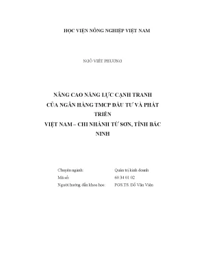 Luận văn thạc sĩ vnua nâng cao năng lực cạnh tranh của ngân hàng tmcp đầu tư và phát triển việt nam chi nhánh từ sơn tỉnh bắc ninh