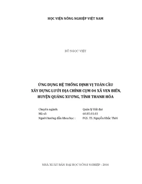 Luận văn thạc sĩ vnua ứng dụng hệ thống định vị toàn cầu xây dựng lưới địa chính cụm 04 xã ven biển huyện quảng xương tỉnh thanh hóa