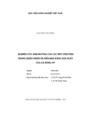 Luận văn thạc sĩ vnua nghiên cứu ảnh hưởng của các mức protein trong khẩu phần ăn đến khả năng sản xuất của gà dòng vp