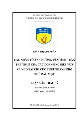 Luận văn thạc sĩ hay các nhân tố ảnh hưởng đến tính tuân thủ thuế của các doanh nghiệp vừa và nhỏ tại chi cục thuế thành phố thủ dầu một