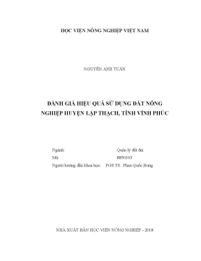 Luận văn thạc sĩ vnua đánh giá hiệu quả sử dụng đất nông nghiệp huyện lập thạch tỉnh vĩnh phúc