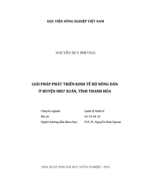 Luận văn thạc sĩ vnua giải pháp phát triển kinh tế hộ nông dân ở huyện như xuân tỉnh thanh hóa