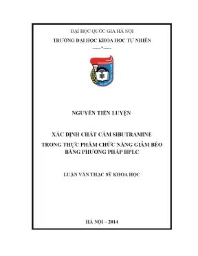 Luận văn thạc sĩ hus xác định chất cấm sibutramine trong thực phẩm chức năng giảm béo bằng phương pháp hplc