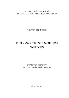 Luận văn thạc sĩ hus phương trình nghiệm nguyên