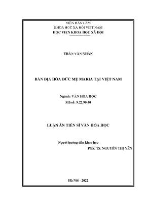 Luận án tiến sĩ bản địa hóa đức mẹ maria tại việt nam