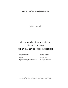 Luận văn thạc sĩ vnua xây dựng bản đồ đơn vị đất đai bằng kĩ thuật gis thị xã quảng yên tỉnh quảng ninh