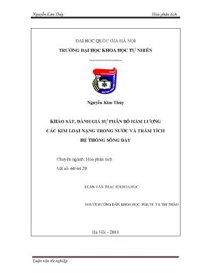 Luận văn thạc sĩ hus khảo sát đánh giá sự phân bố hàm lượng các kim loại nặng trong nước và trầm tích hệ thống sông đáy