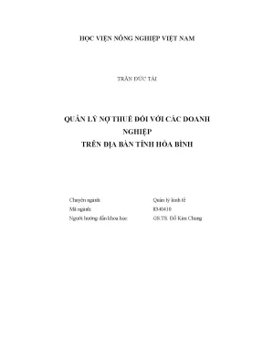 Luận văn thạc sĩ vnua quản lý nợ thuế đối với các doanh nghiệp trên địa bàn tỉnh hòa bình