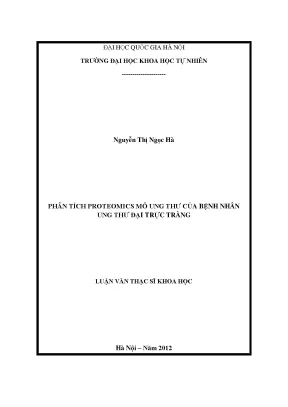 Luận văn thạc sĩ hus phân tích proteomics mô ung thư của bệnh nhân ung thư đại trực tràng