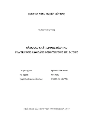 Luận văn thạc sĩ vnua nâng cao chất lượng đào tạo của trường cao đẳng công thương hải dương