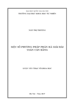 Luận văn thạc sĩ hus một số phương pháp phân rã giải bài toán cân bằng