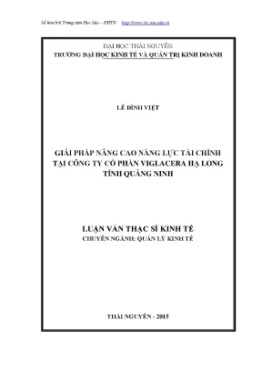 Luận văn thạc sĩ hay giải pháp nâng cao năng lực tài chính tạo công ty cổ phần viglacera hạ long tỉnh quảng ninh
