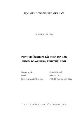 Luận văn thạc sĩ vnua phát triển khoai tây trên địa bàn huyện đông hưng tỉnh thái bình