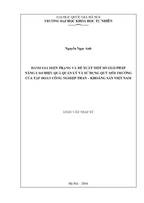 Luận văn thạc sĩ hus đánh giá hiện trạng và đề xuất một số giải pháp nâng cao hiệu quả quản lý và sử dụng quỹ môi trường của tập đoàn công nghiệp than khoáng sản việt nam