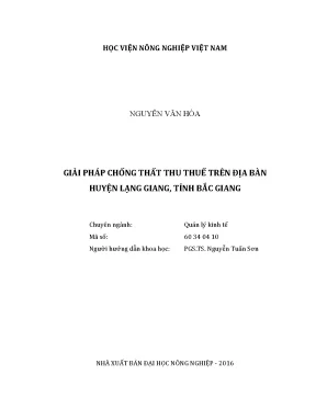 Luận văn thạc sĩ vnua giải pháp chống thất thu thuế trên địa bàn huyện lạng giang tỉnh bắc giang
