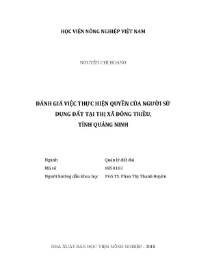 Luận văn thạc sĩ vnua đánh giá việc thực hiện quyền của người sử dụng đất tại thị xã đông triều tỉnh quảng ninh