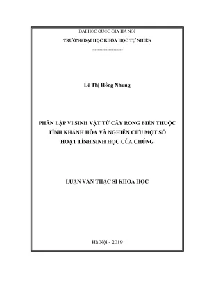 Luận văn thạc sĩ hus phân lập vi sinh vật từ cây rong biển thuộc tỉnh khánh hòa và nghiên cứu một số hoạt tính sinh học của chúng
