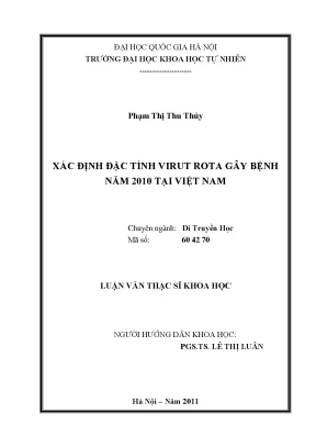 Luận văn thạc sĩ hus xác định đặc tính virut rota gây bệnh năm 2010 tại việt nam