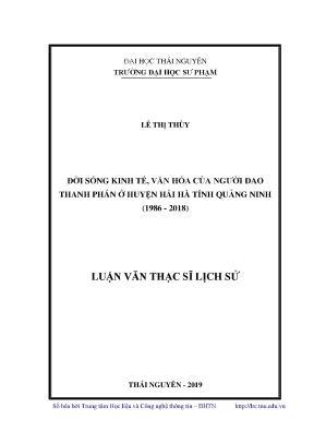 Luận văn thạc sĩ hay đời sống kinh tế văn hóa của người dao thanh phán ở huyện hải hà tỉnh quảng ninh 1986 2018
