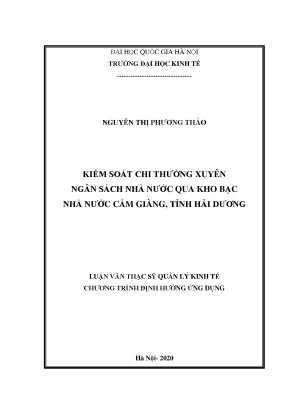 Luận văn thạc sĩ hay kiểm soát chi thường xuyên ngân sách nhà nước qua kho bạc nhà nước cẩm giàng tỉnh hải dương
