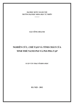 Luận văn thạc sĩ hus nghiên cứu chế tạo và tính chất của tinh thể nano pbs pha tạp