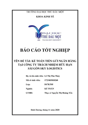 Khóa luận tốt nghiệp kế toán tiền gửi ngân hàng tại công ty trách nhiệm hữu hạn sài gòn sky logistics