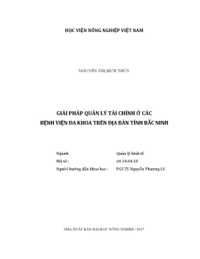 Luận văn thạc sĩ vnua giải pháp quản lý tài chính ở các bệnh viện đa khoa trên địa bàn tỉnh bắc ninh