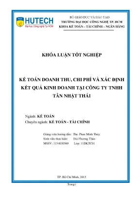 Luận văn thạc sĩ hay kế toán doanh thu chi phí và xác định kết quả kinh doanh tại công ty tnhh tân nhật thái