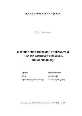 Luận văn thạc sĩ vnua giải pháp phát triển kinh tế trang trại trên địa bàn huyện phú xuyên thành phố hà nội