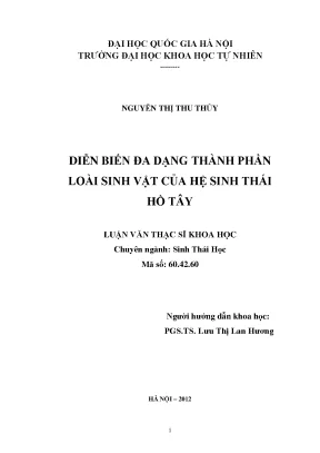 Luận văn thạc sĩ hus diễn biến đa dạng thành phần loài sinh vật của hệ sinh thái hồ tây