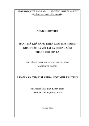 Luận văn thạc sĩ hay khai thác đá vôi làm vật liệu xây dựng thông thường tại bản phiêng hay xã chiềng xôm thành phố sơn la tỉnh sơn la