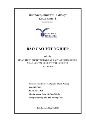 Khóa luận tốt nghiệp hoàn thiện công tác đào tạo và phát triển nguồn nhân lực tại công ty tnhh quốc tế hai yuan