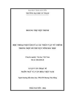 Luận văn thạc sĩ hay độc thoại nội tâm của các nhân vật nữ chính trong một số truyện nôm bác học