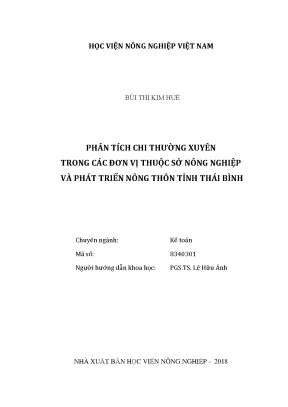 Luận văn thạc sĩ vnua phân tích chi thường xuyên trong các đơn vị thuộc sở nông nghiệp và phát triển nông thôn tỉnh thái bình