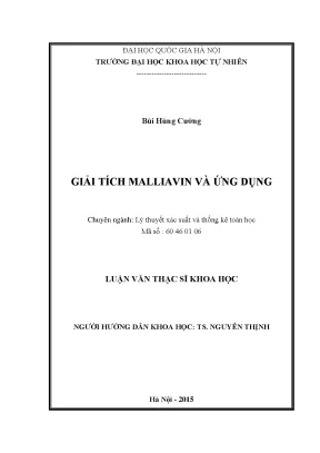 Luận văn thạc sĩ hus giải tích malliavn và ứng dụng
