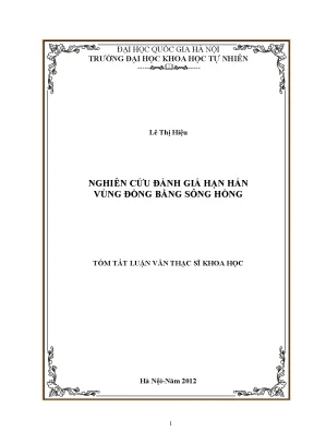 Luận văn thạc sĩ hus nghiên cứu đánh giá hạn hán vùng đồng bằng sông hồng