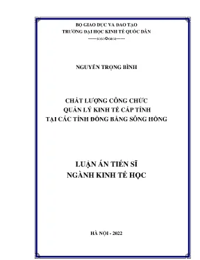 Luận án tiến sĩ chất lượng công chức quản lý kinh tế cấp tỉnh tại các tỉnh đồng bằng sông hồng